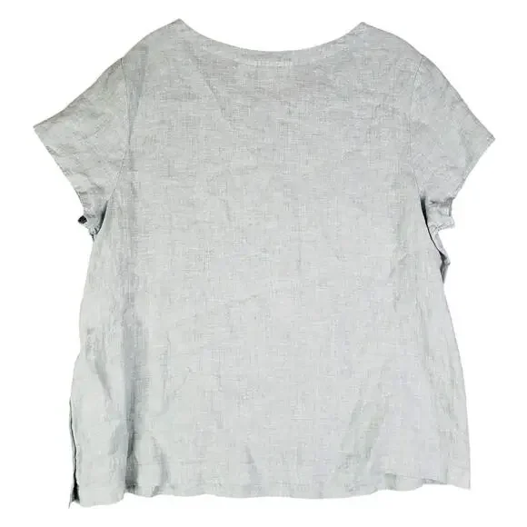 Cynthia Rowley Tunic Shirt Popover Women’s Size Large L Blue Teal Linen Button - Picture 3 of 8